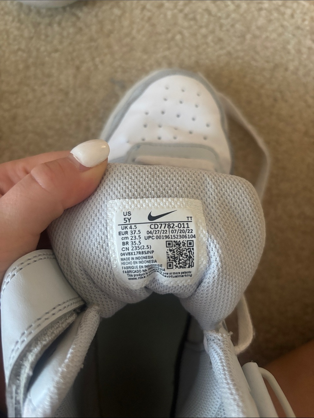 Nike Kids White and Light Gray High-Top Sneakers